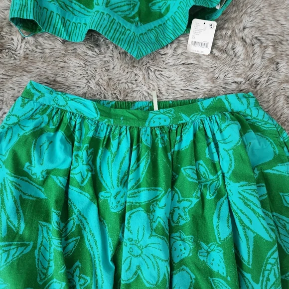 Free‎ People Copa Cabana 2 Piece Skirt Set In Teal Combo Women's Size XL - Picture 5 of 15